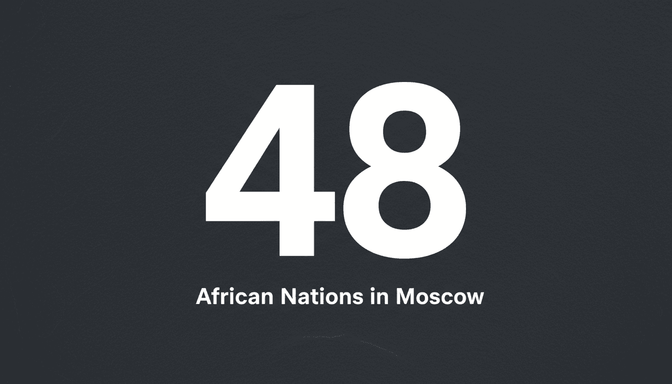 Minimalist card showing the number 48 representing nations at the Russia-Africa Summit in Moscow
