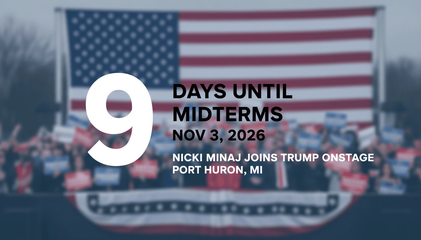 Donald Trump and Nicki Minaj at campaign podium during 2026 Michigan rally event