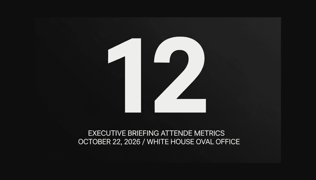Minimalist card displaying the number 12 highlighting attendee figures from the Oval Office meeting.