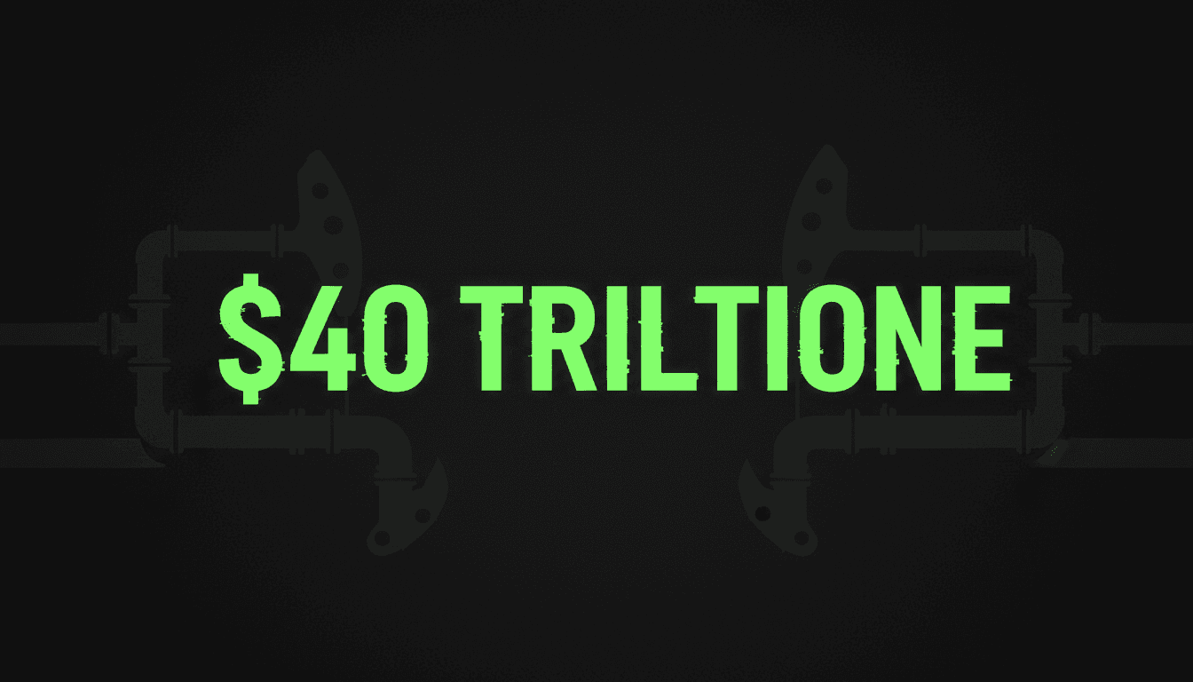 Minimalist card featuring bold typography of the forty trillion dollar valuation of Venezuela oil reserves for A47 News