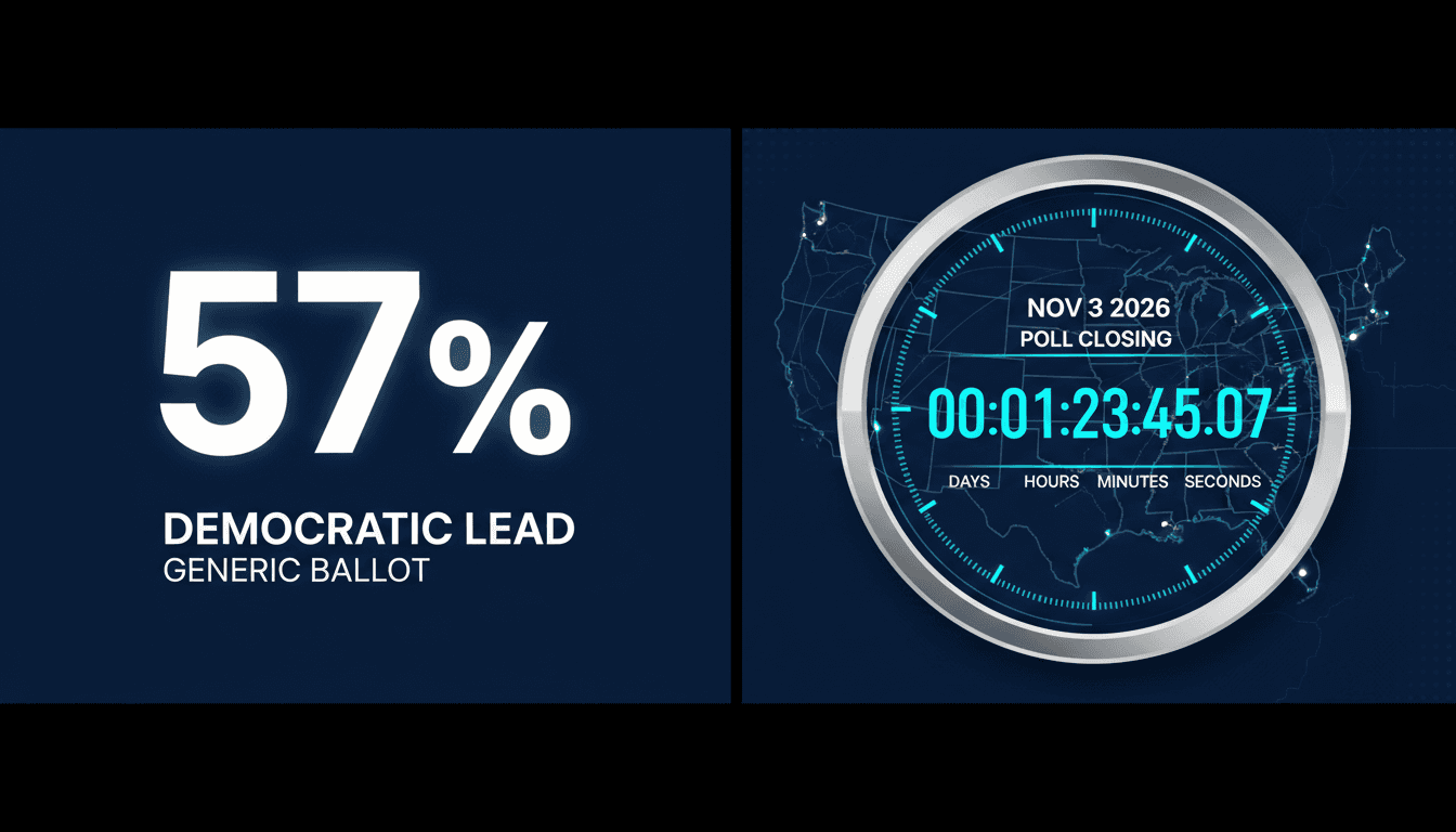 Minimalist infographic detailing 2026 US midterm elections poll closing times and congressional balance projections