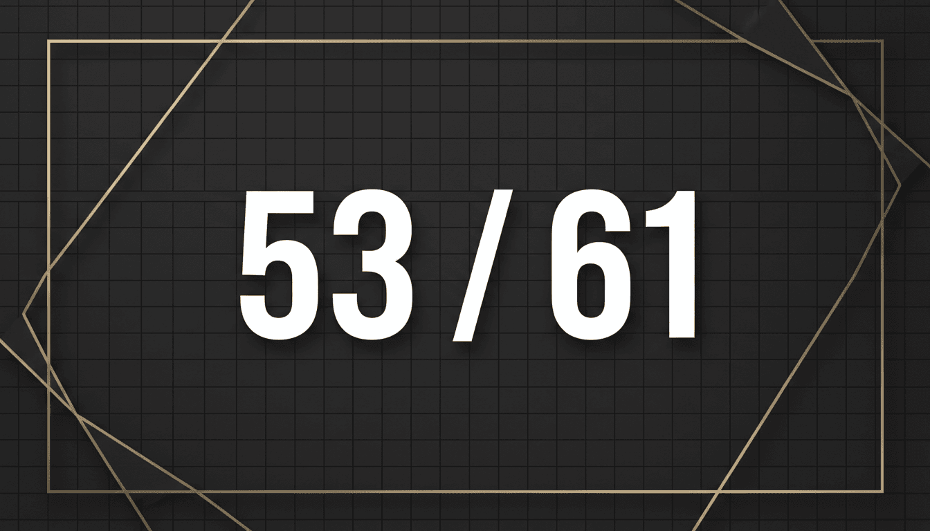 Minimalist graphic of the number 53 over 61 representing Israel election deadlock results