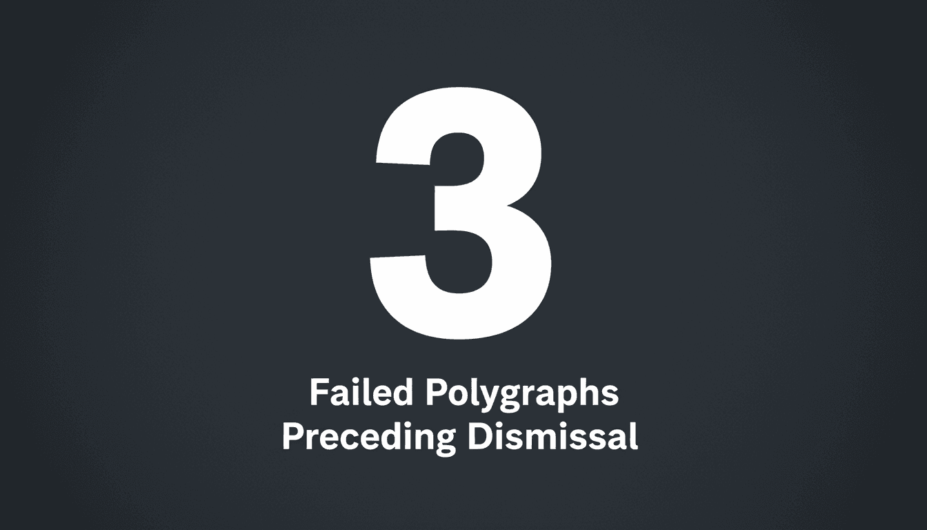Bold typographic graphic displaying the number three representing failed polygraphs in Pentagon leak inquiry