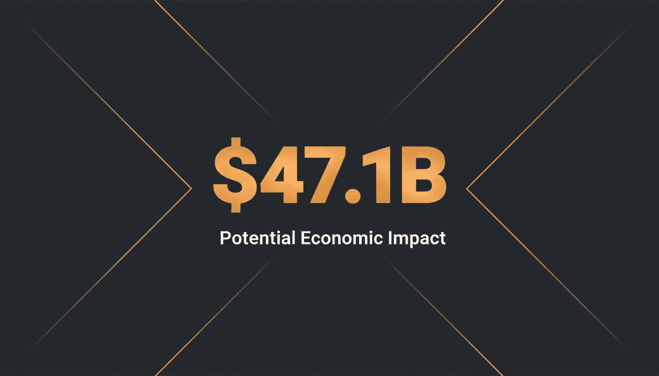 Minimalist graphic highlighting the 47.1 billion dollar cost of the U.S. strikes Iran conflict against a slate background