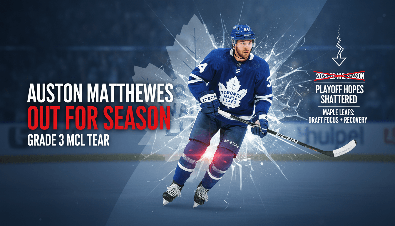 Auston Matthews Out for Remainder of NHL Season Due to Serious Knee Injury
