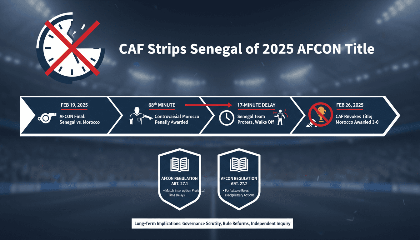 CAF Strips Senegal of 2025 AFCON Title Following Protest Walk-Off