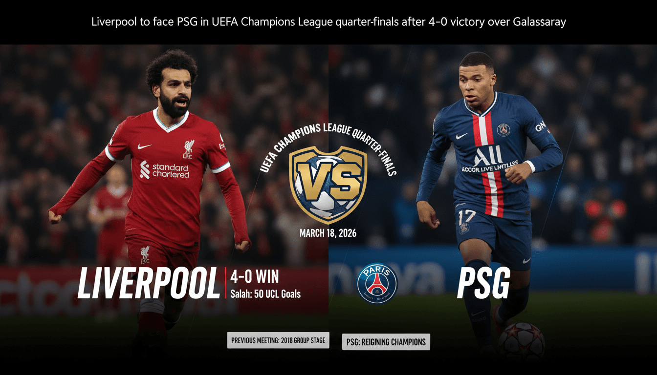 Liverpool to face PSG in UEFA Champions League quarter-finals after 4-0 victory over Galatasaray