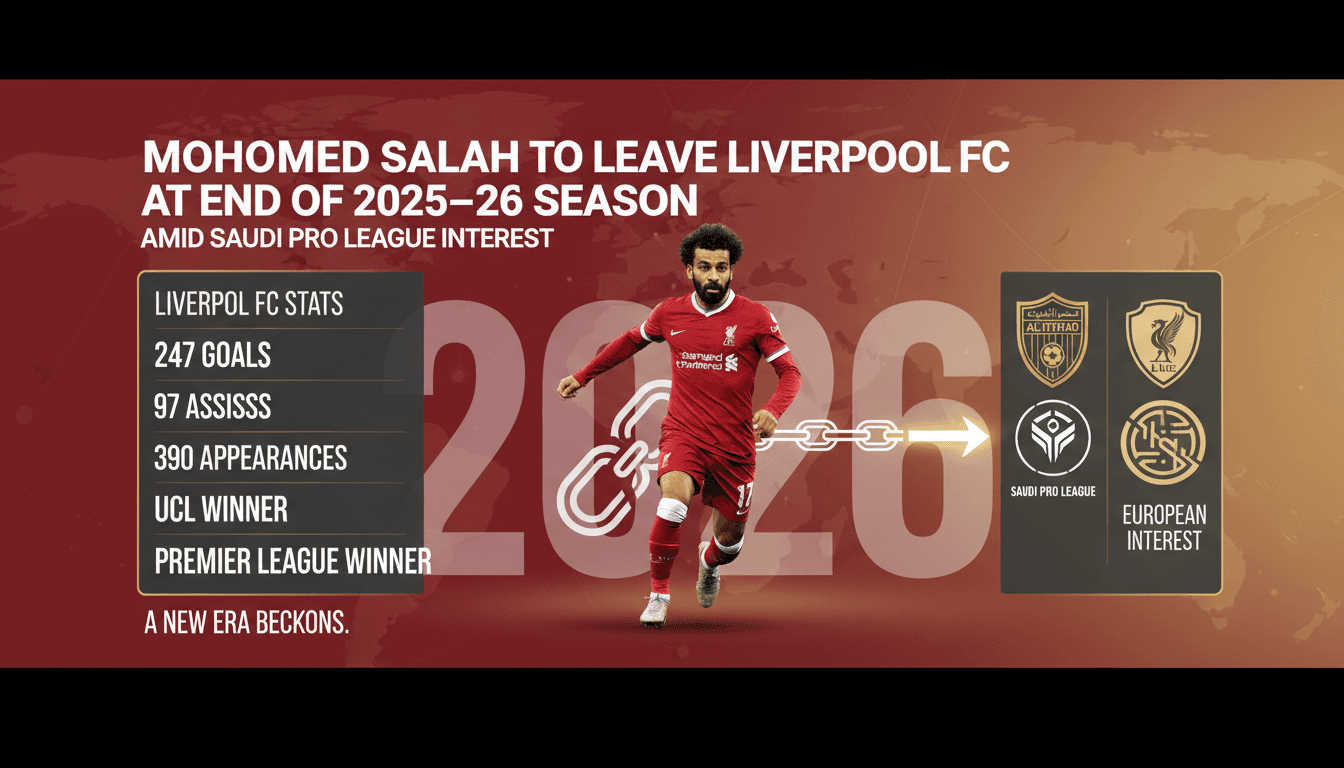 Mohamed Salah to Leave Liverpool FC at End of 2025–26 Season Amid Saudi Pro League Interest