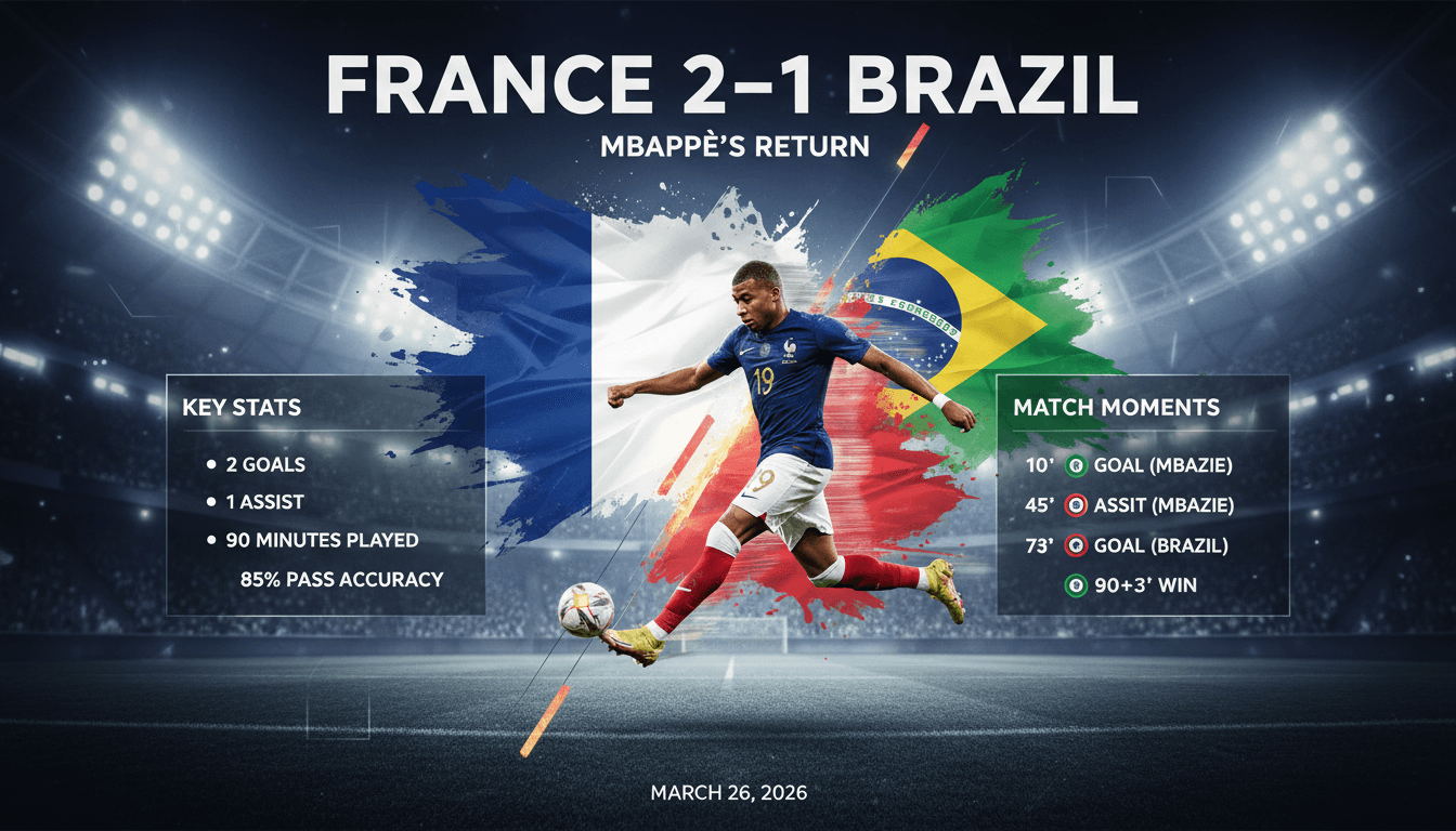 France Wins 2–1 Against Brazil in World Cup Friendly Featuring Mbappé's Return