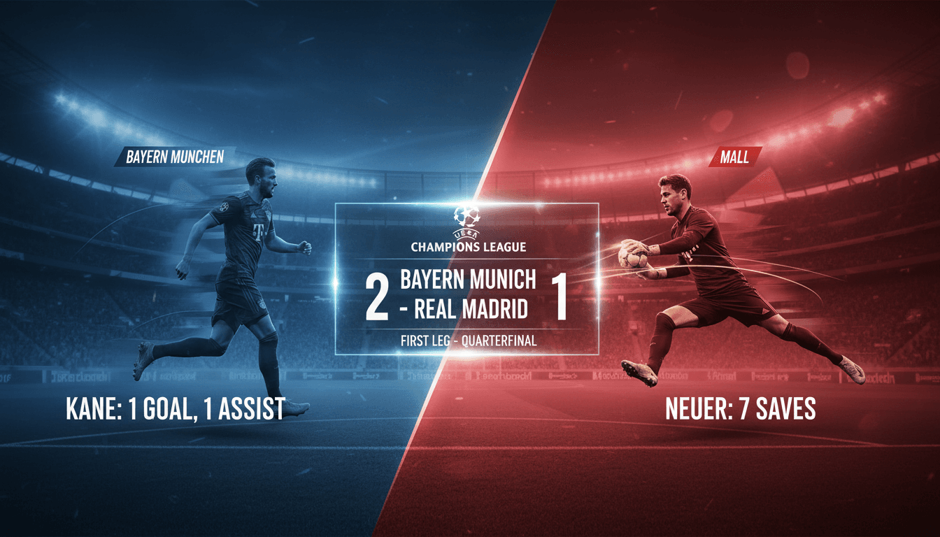 Bayern Munich wins first leg of UEFA Champions League quarterfinal against Real Madrid