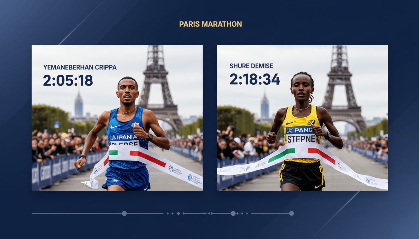Yemaneberhan Crippa Wins First Italian Men's Title at Paris Marathon as Shure Demise Sets Women's Course Record