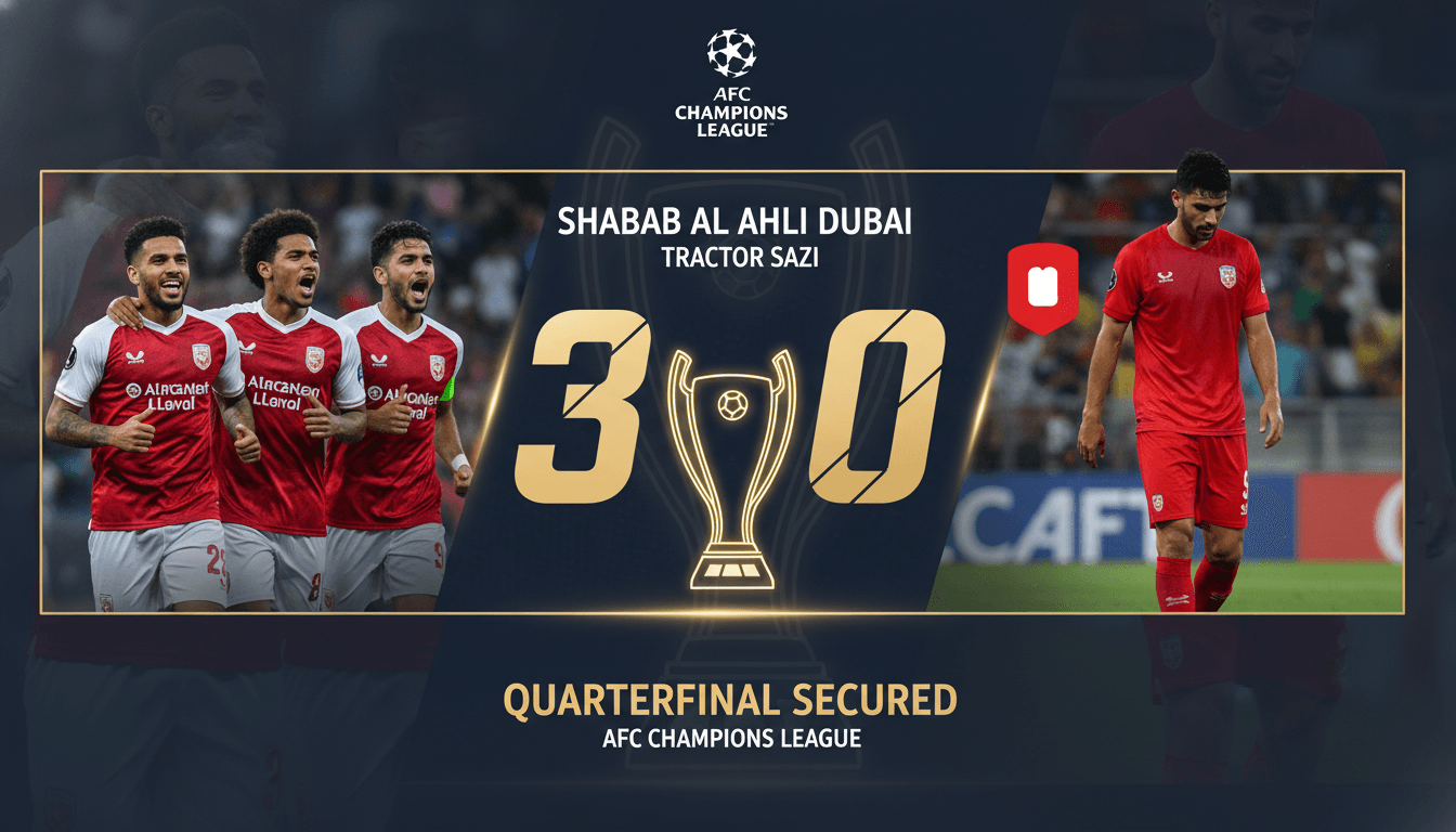 Shabab Al Ahli Dubai Secures AFC Champions League Quarterfinal Spot with 3-0 Win Over Tractor Sazi