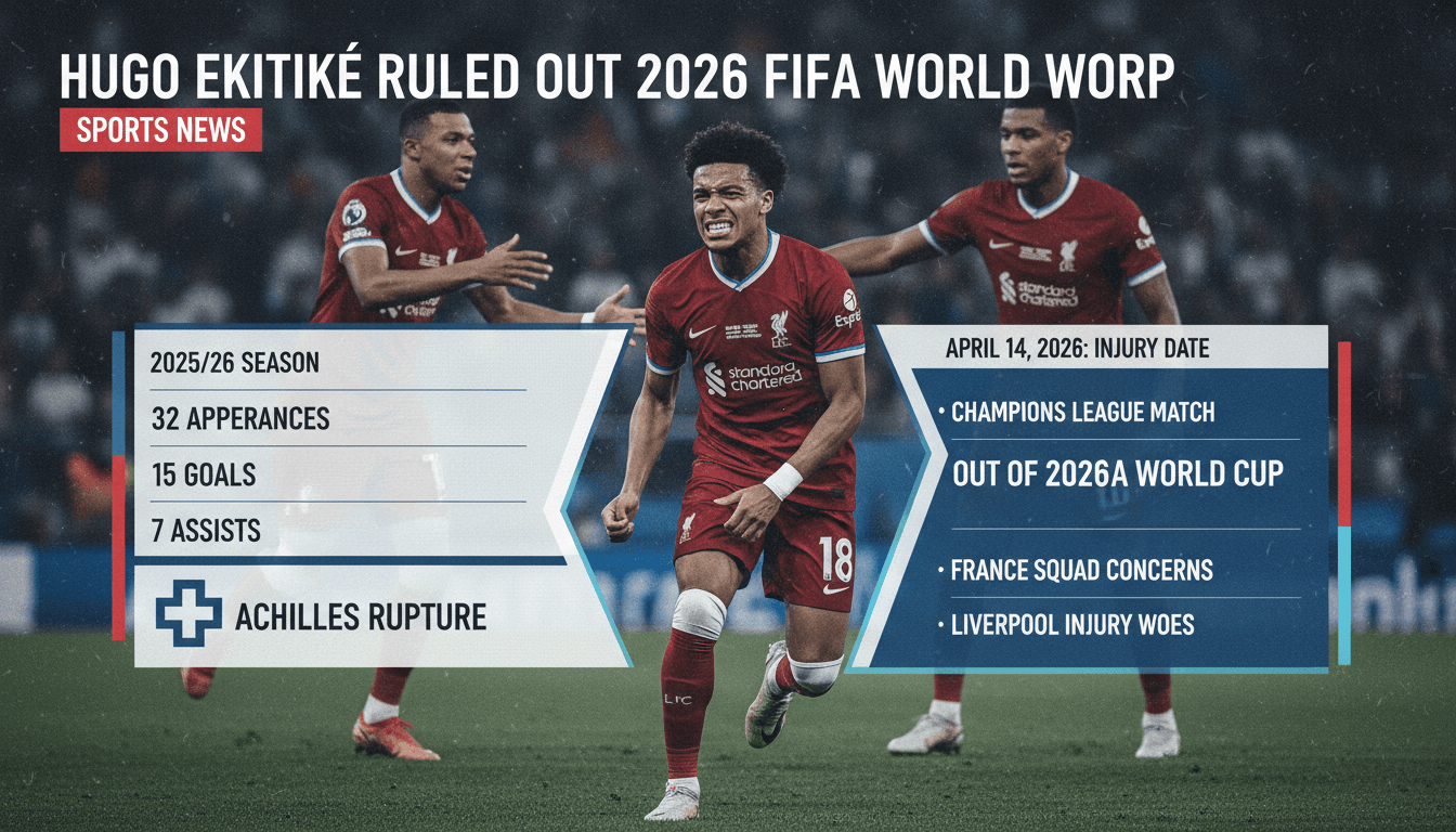 Hugo Ekitiké ruled out of 2026 FIFA World Cup due to Achilles tendon injury