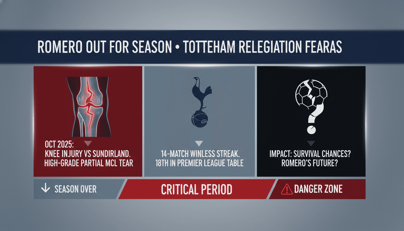 Cristian Romero sidelined for the season due to knee injury amid Tottenham's relegation struggle