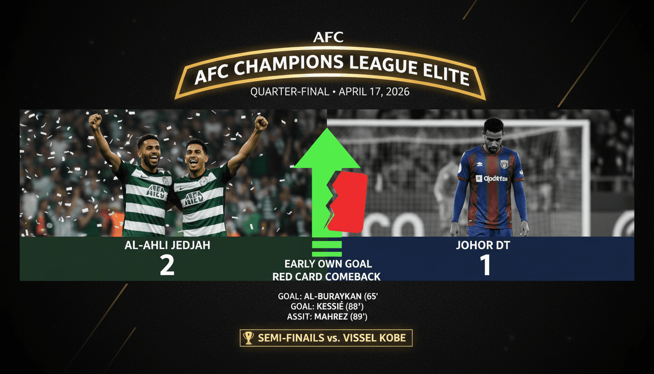 Al-Ahli Jeddah defeats Johor Darul Ta'zim 2-1 in AFC Champions League quarter-final