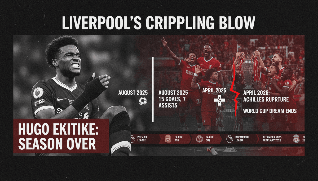 Hugo Ekitike's Achilles Injury Ends Liverpool Season and World Cup Aspirations