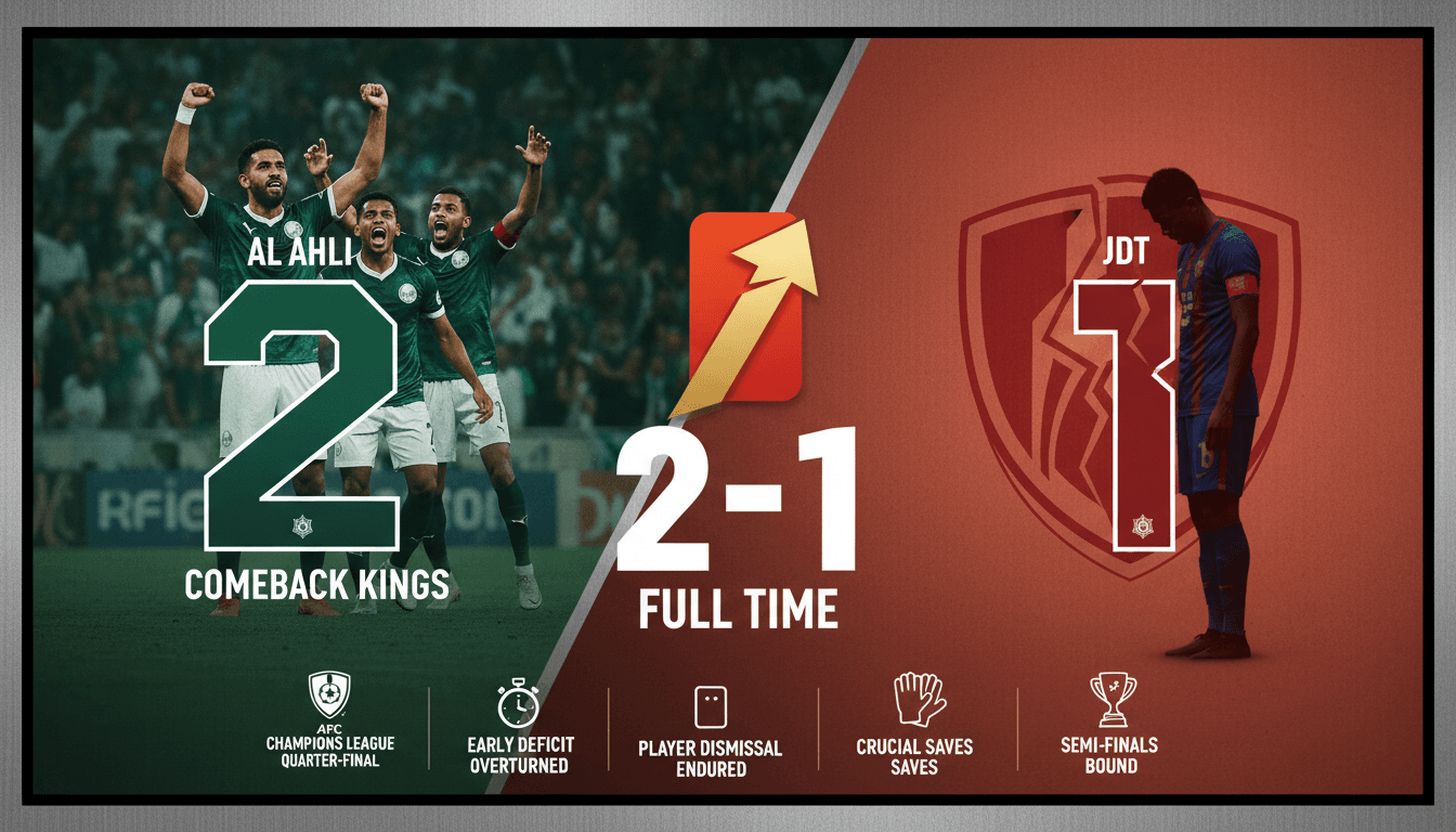 Al Ahli Saudi FC Defeats Johor Darul Ta'zim 2-1 in AFC Champions League Quarter-Final