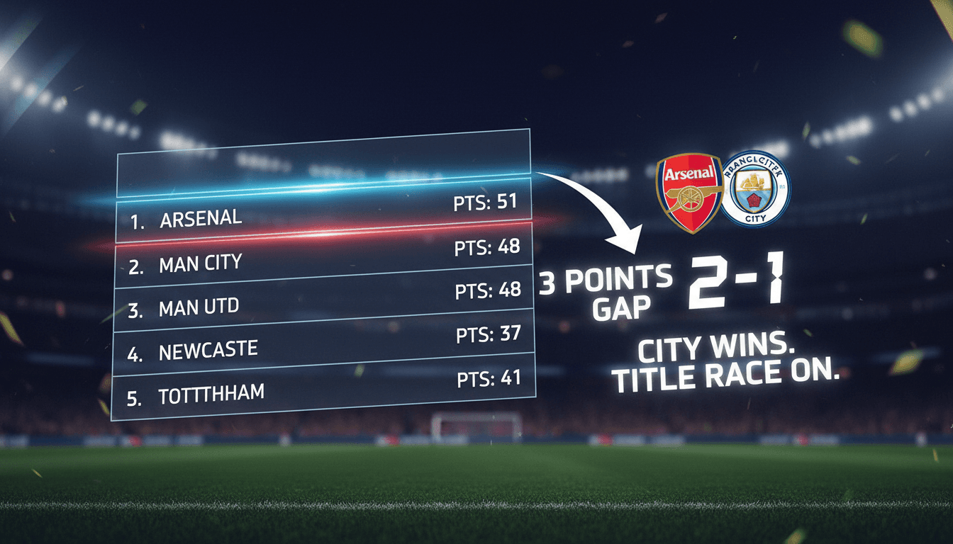 Manchester City Defeats Arsenal 2–1 in Premier League Title Race Clash