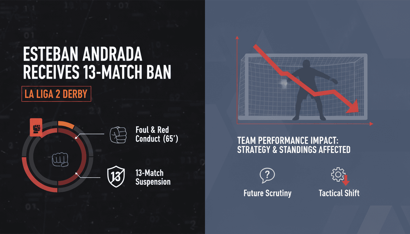 Esteban Andrada receives 13-match ban for violent conduct in La Liga 2 derby