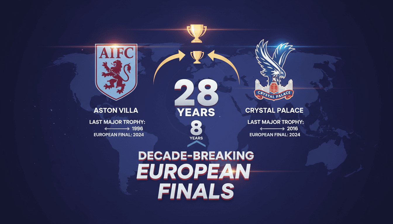 Aston Villa and Crystal Palace celebrating their European final qualifications