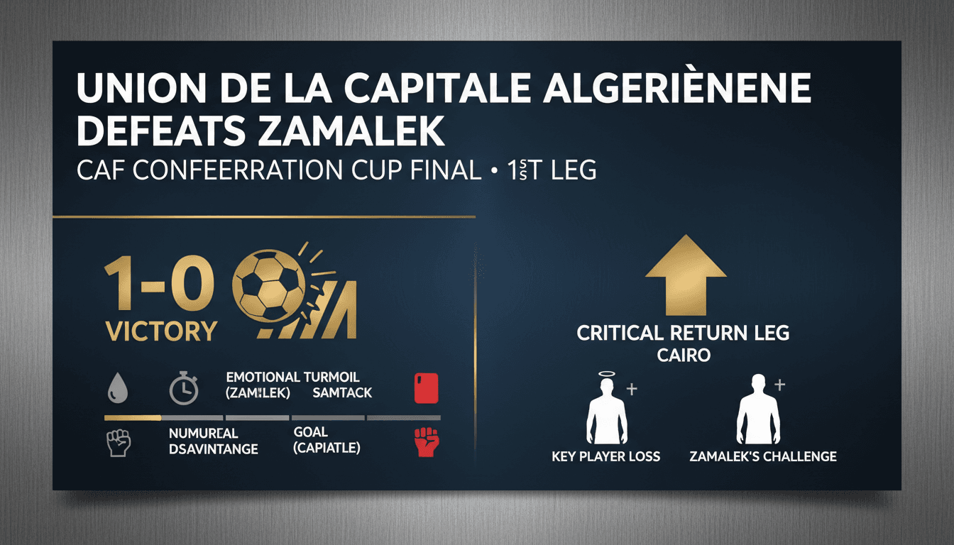 Union de la capitale players celebrating their victory against Zamalek in the CAF Confederation Cup final first leg.