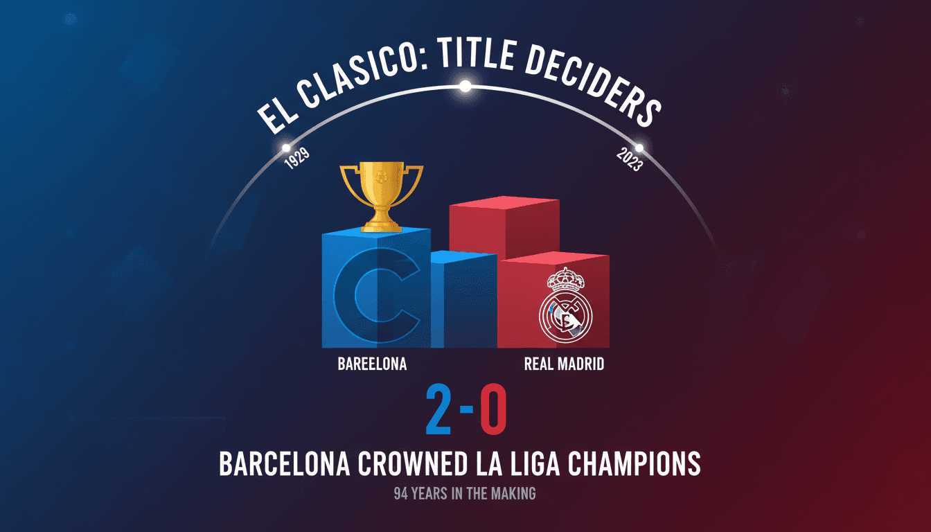 Barcelona players celebrating their La Liga title victory over Real Madrid