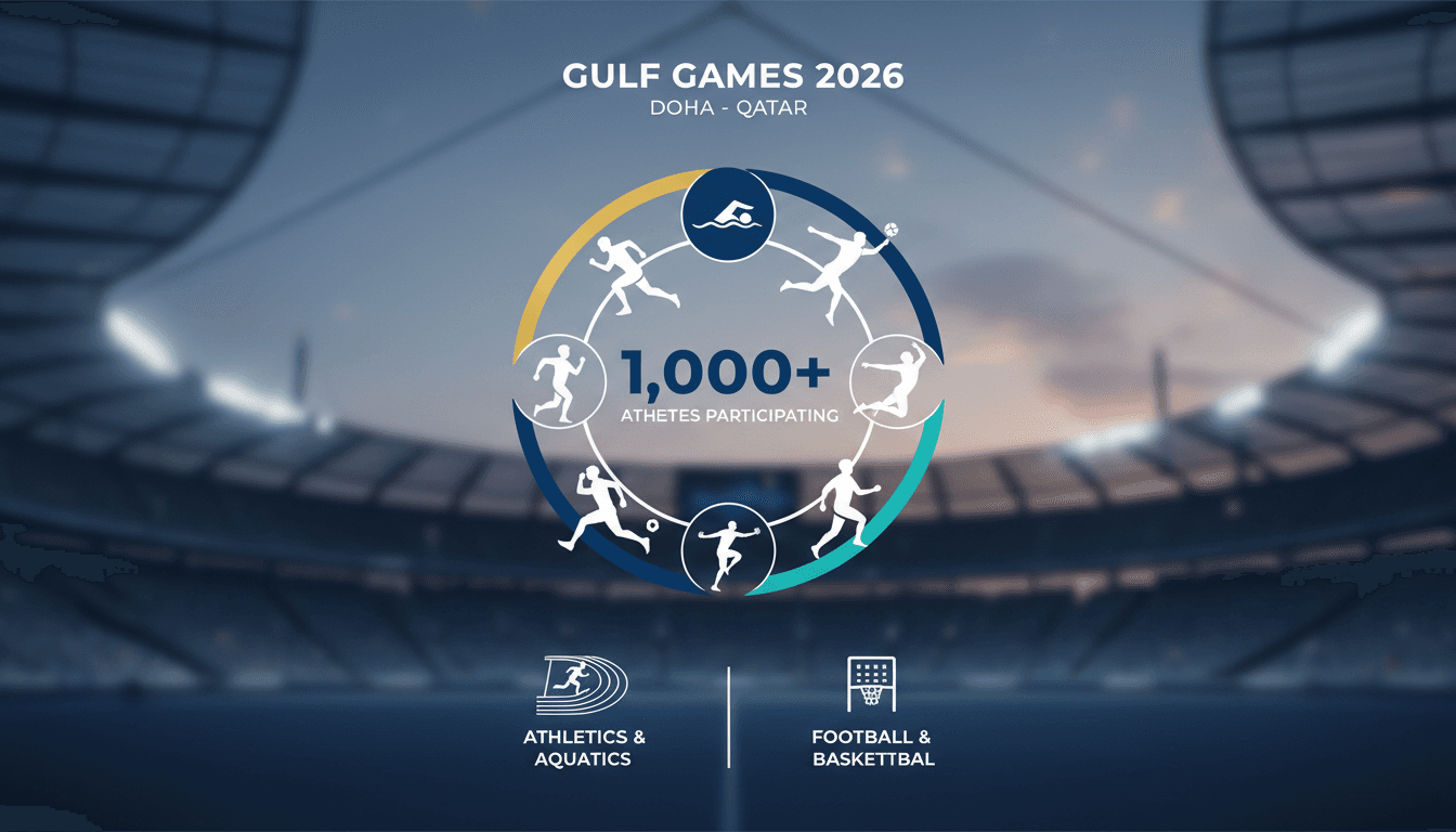 Athletes participating in the Gulf Games 2026 opening ceremony in Doha.