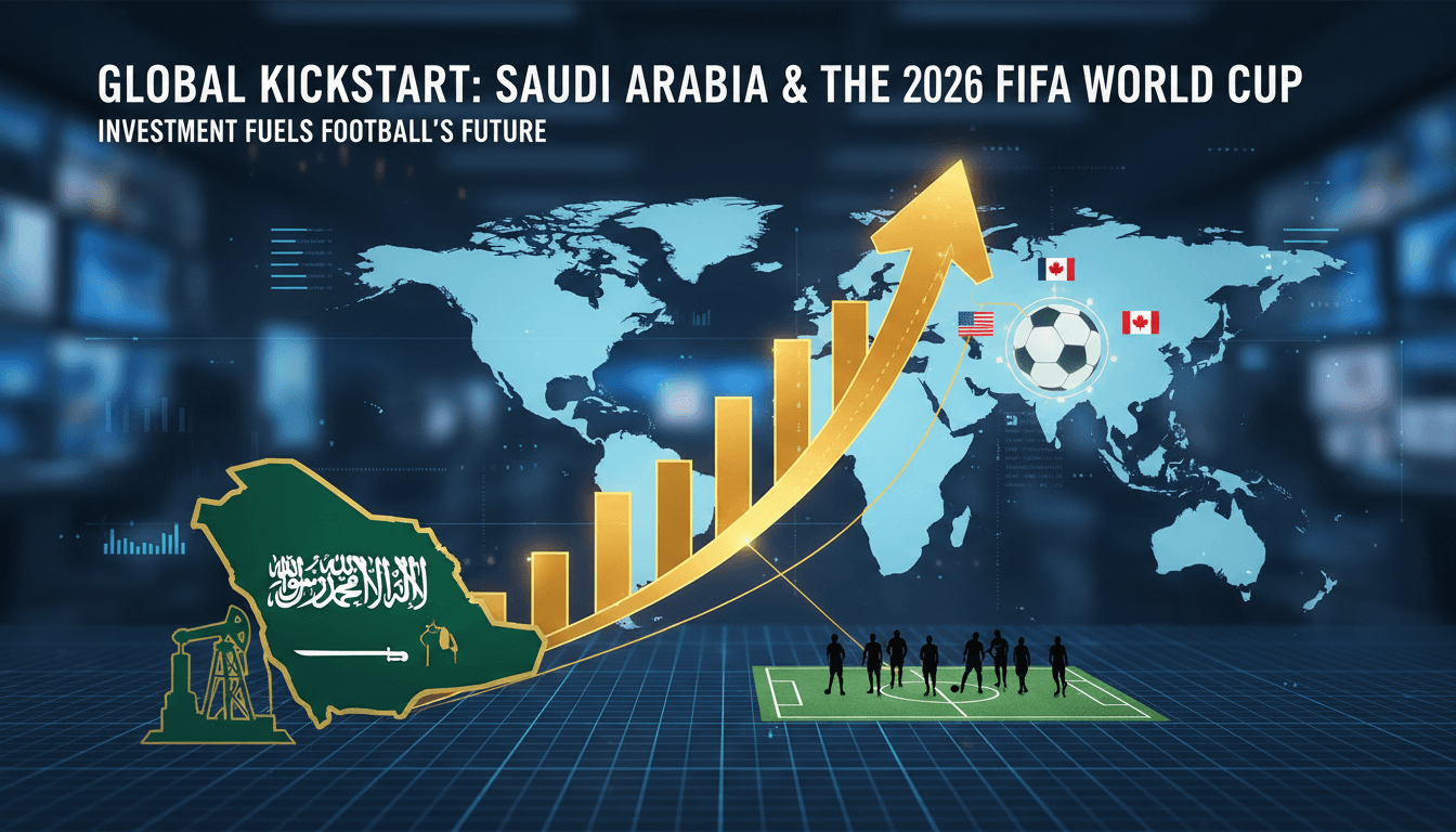 Saudi Arabia's Public Investment Fund logo with FIFA World Cup imagery