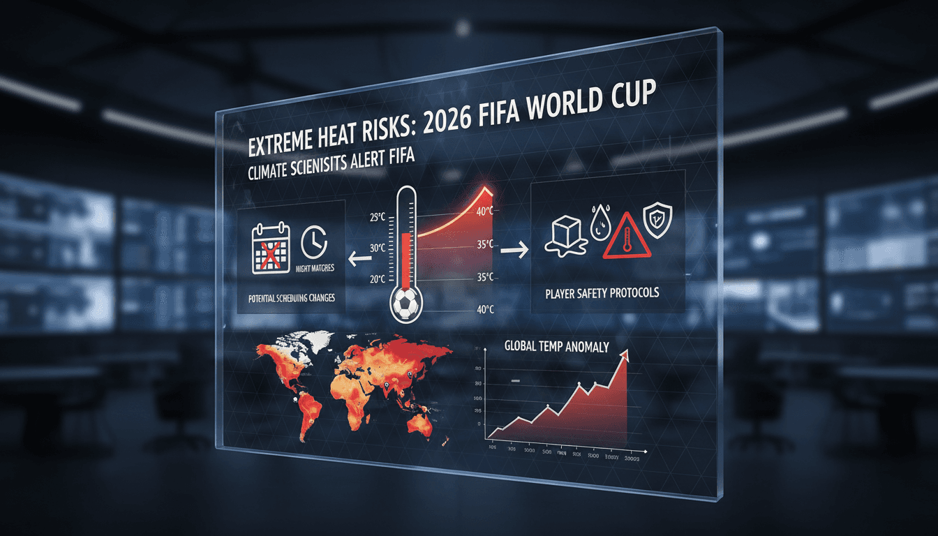 A graphic showing projected temperatures for the 2026 FIFA World Cup locations.