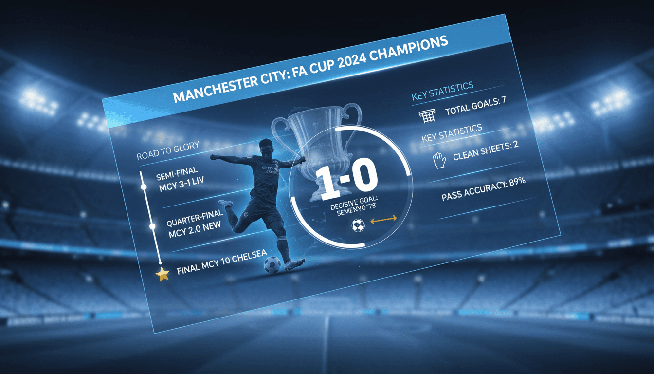 Manchester City celebrating their FA Cup victory at Wembley