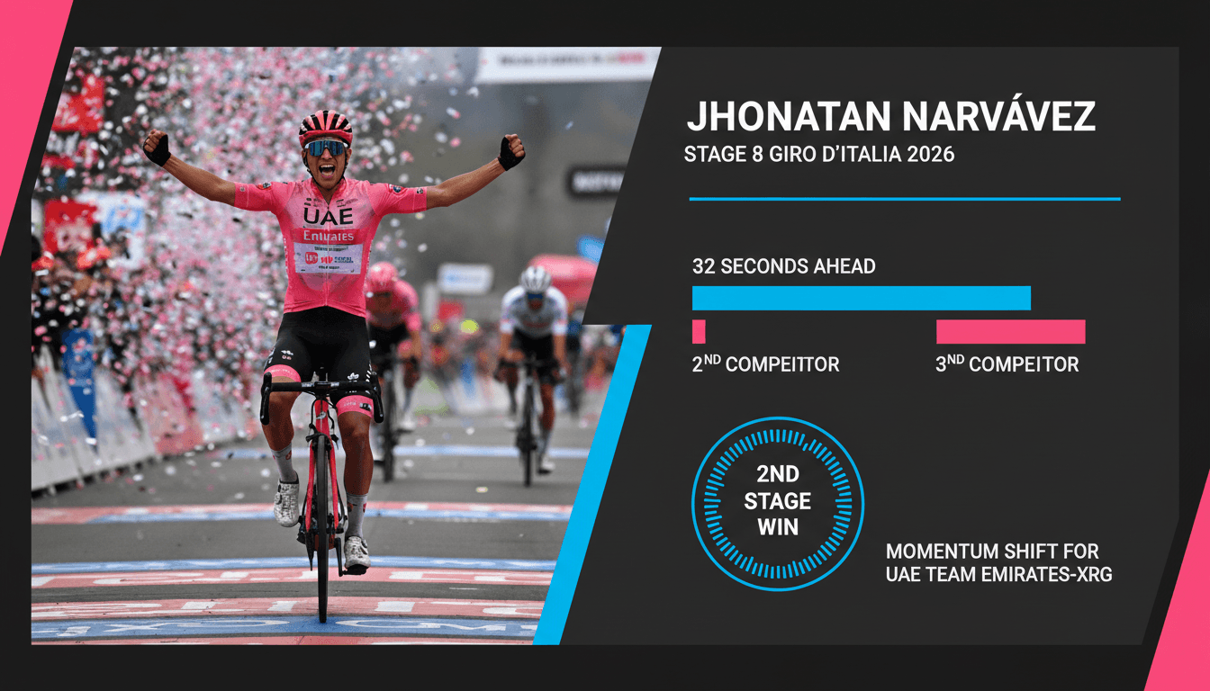 Jhonatan Narváez wins stage eight of the 2026 Giro d’Italia for UAE Team Emirates-XRG