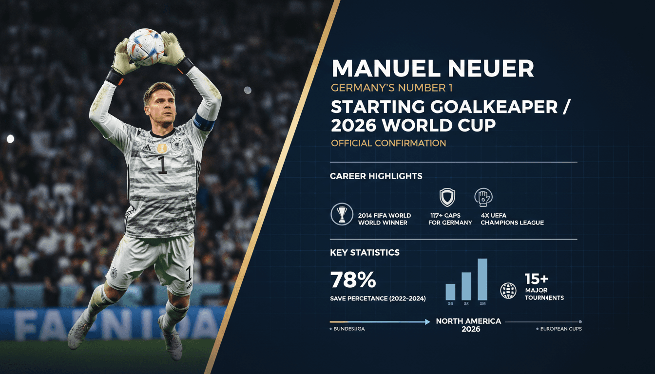 Manuel Neuer named Germany's starting goalkeeper for 2026 World Cup