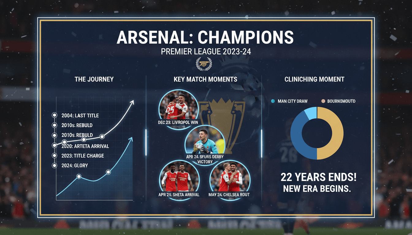 Arsenal Football Club wins Premier League title after 22 years
