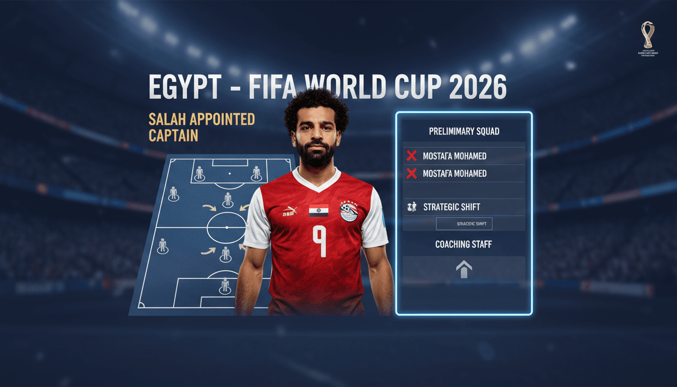 Mohamed Salah leading the Egyptian national team as captain for the FIFA World Cup 2026.
