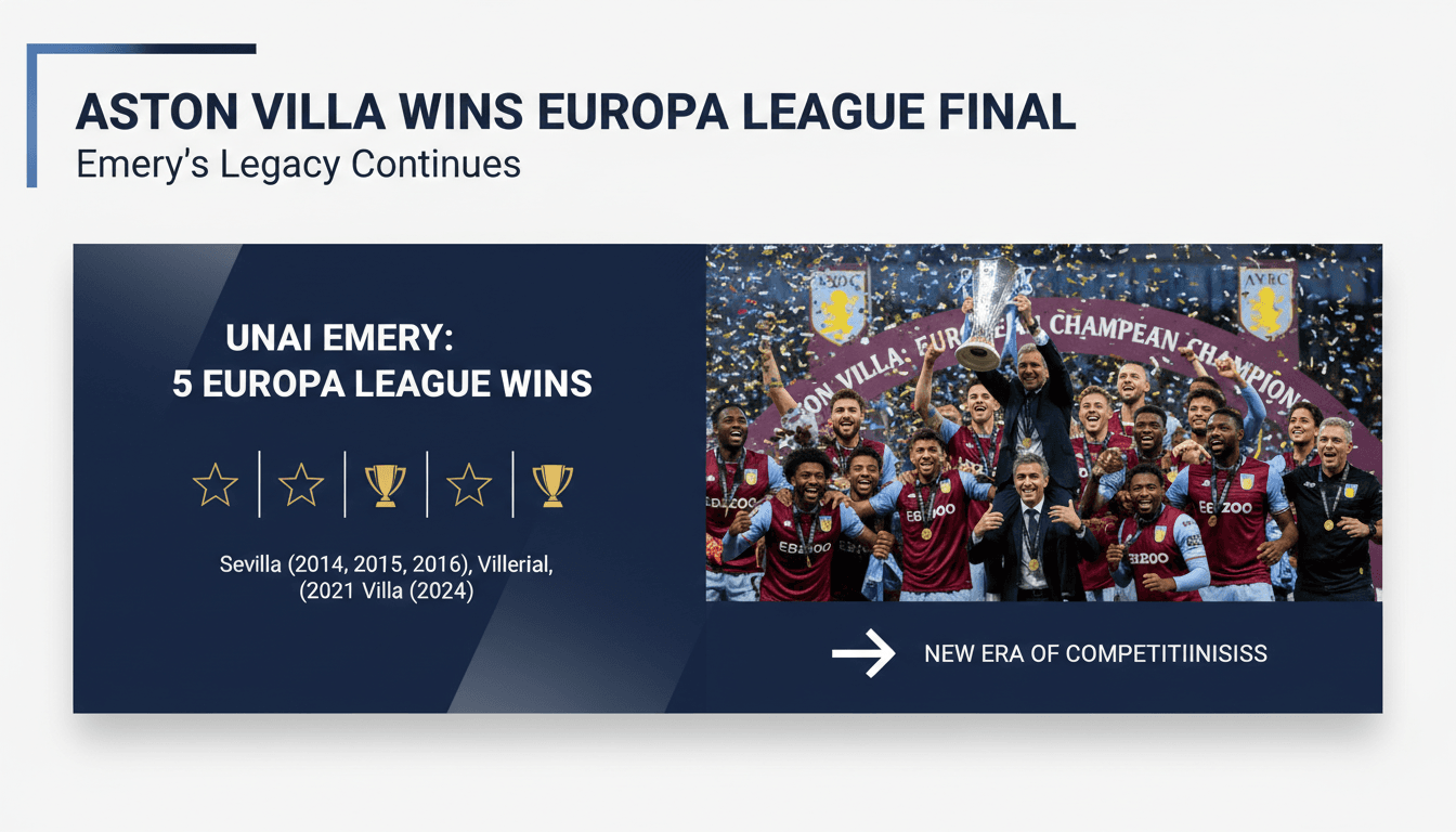 Unai Emery celebrating Aston Villa's Europa League victory