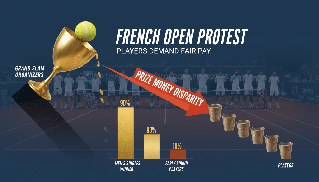 Tennis players protesting prize money disparities at the French Open