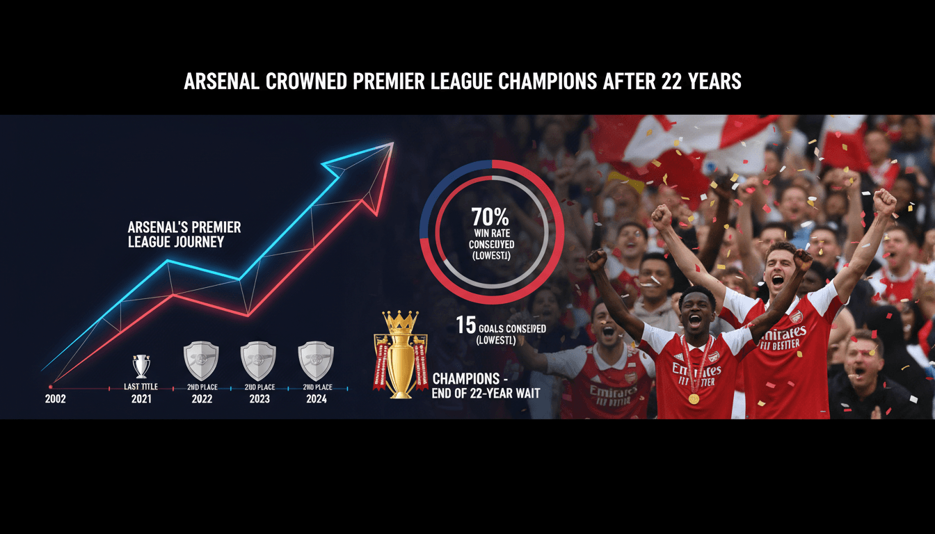 Arsenal fans celebrating the Premier League title victory outside the Emirates Stadium.