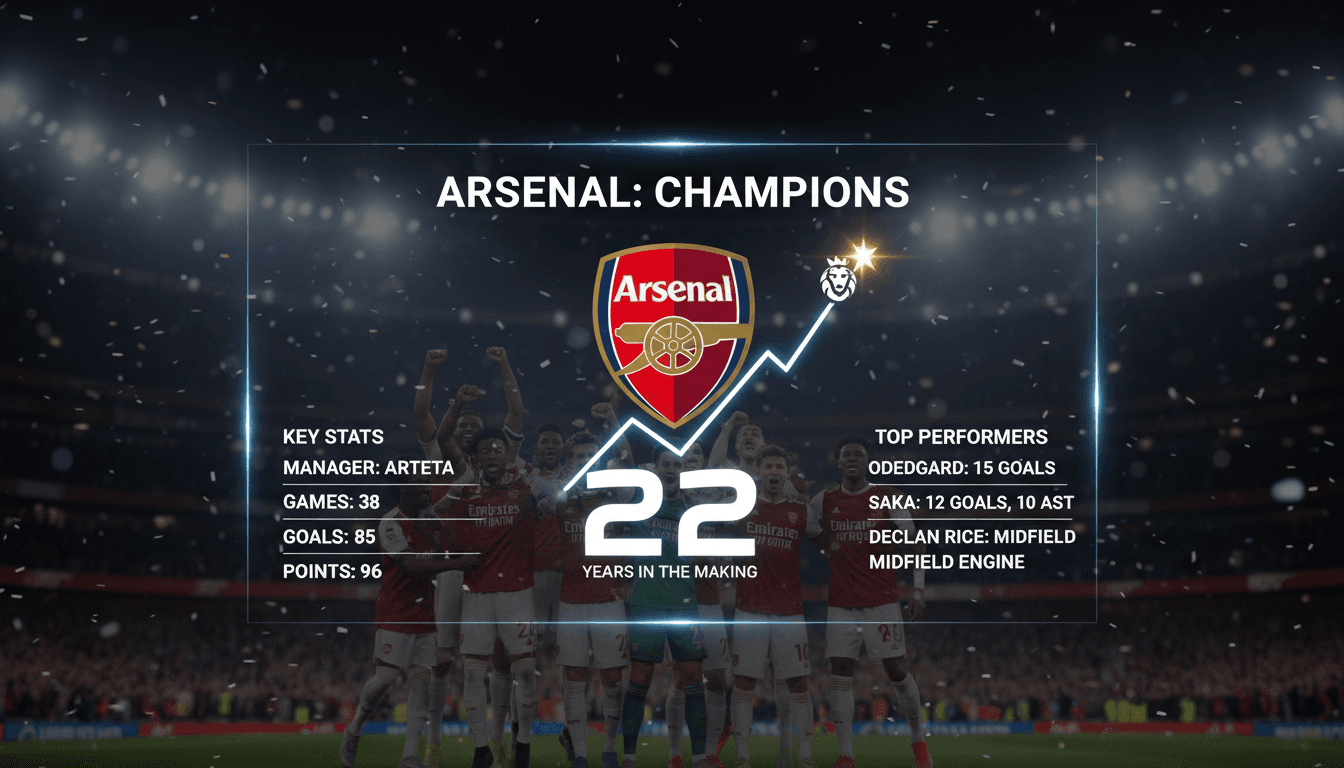 Arsenal Football Club celebrating their Premier League title victory