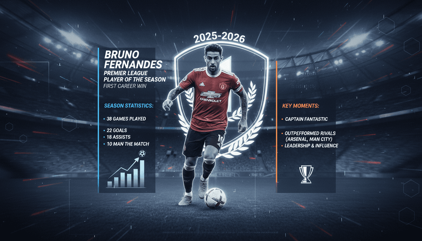 Bruno Fernandes celebrating his Premier League Player of the Season award
