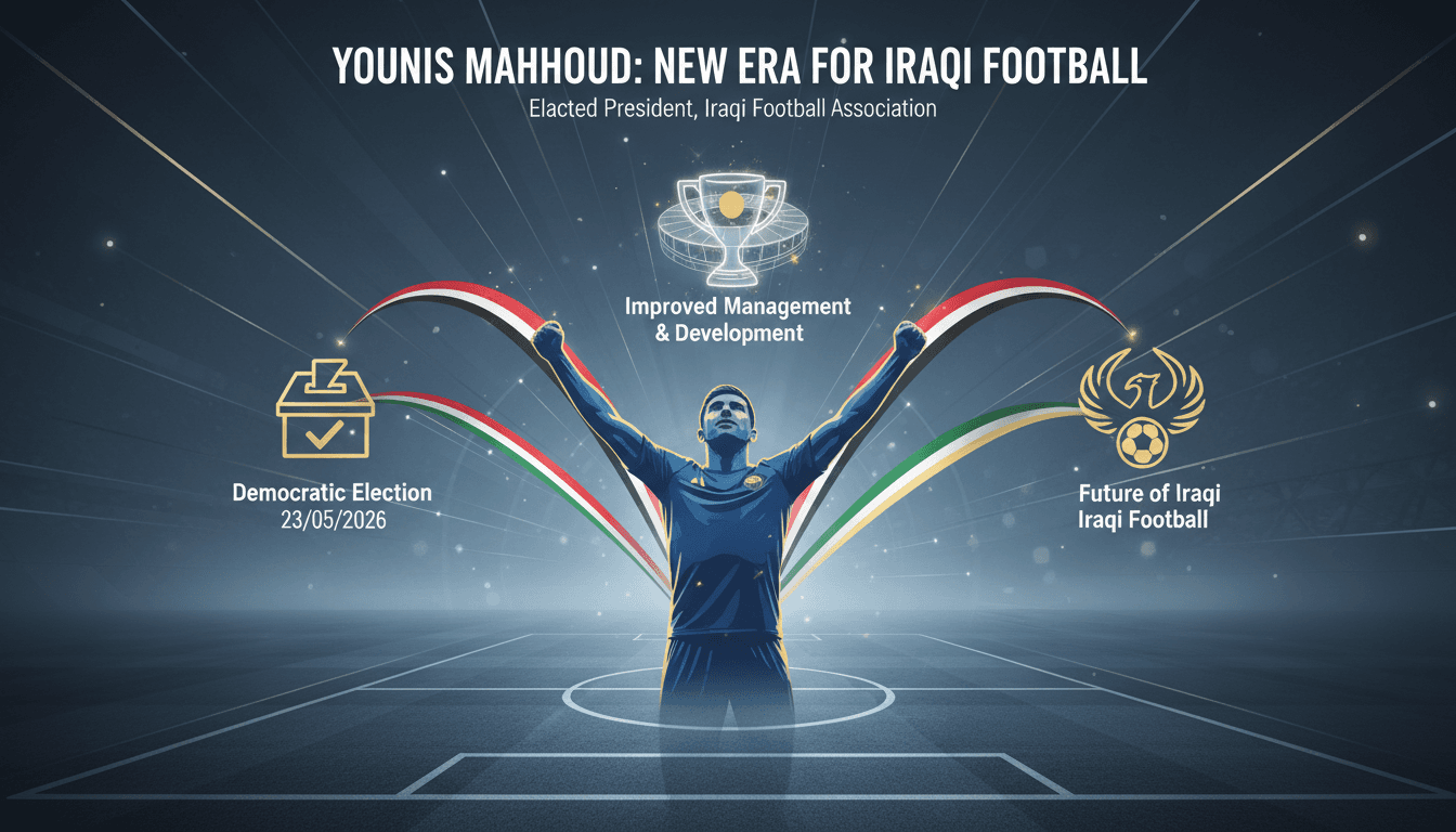 Younis Mahmoud celebrating his election as president of the Iraqi Football Association.