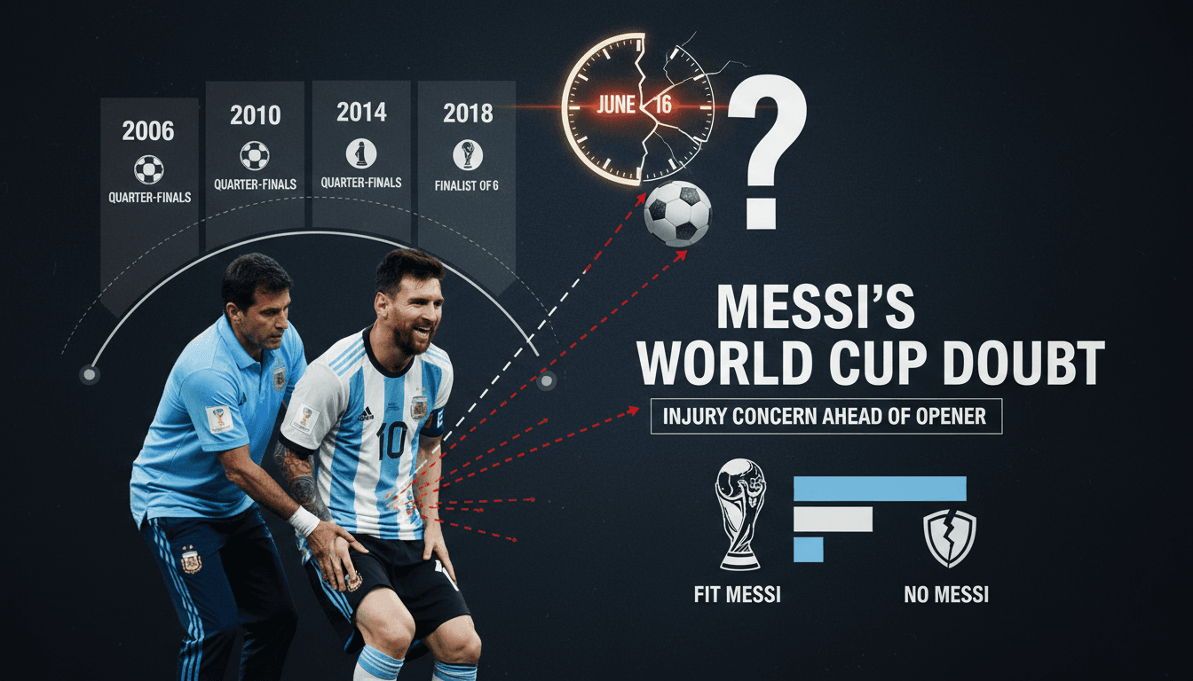 Lionel Messi during a match, showcasing his skills and potential injury concerns.