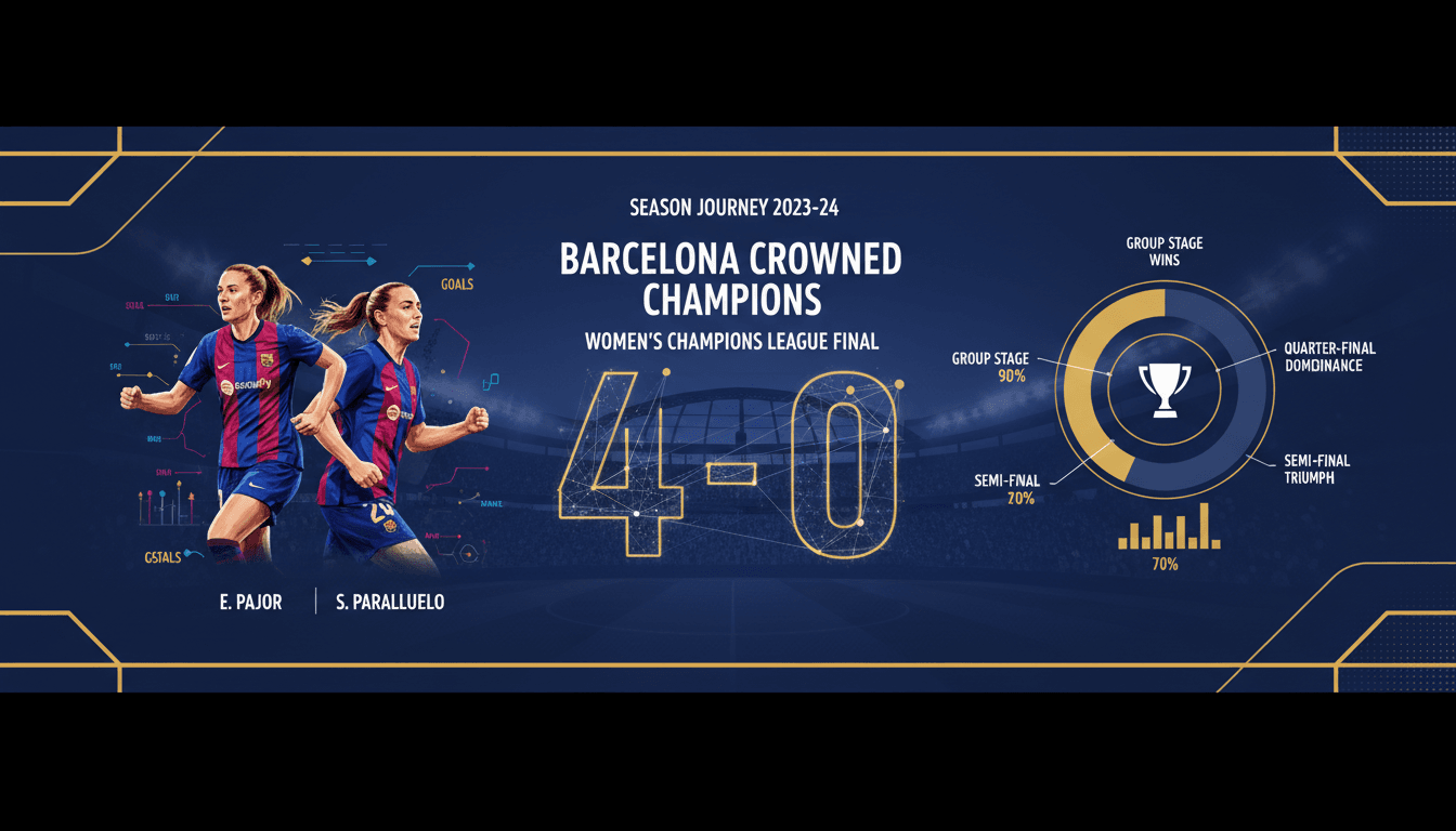 Barcelona players celebrating their Women's Champions League victory