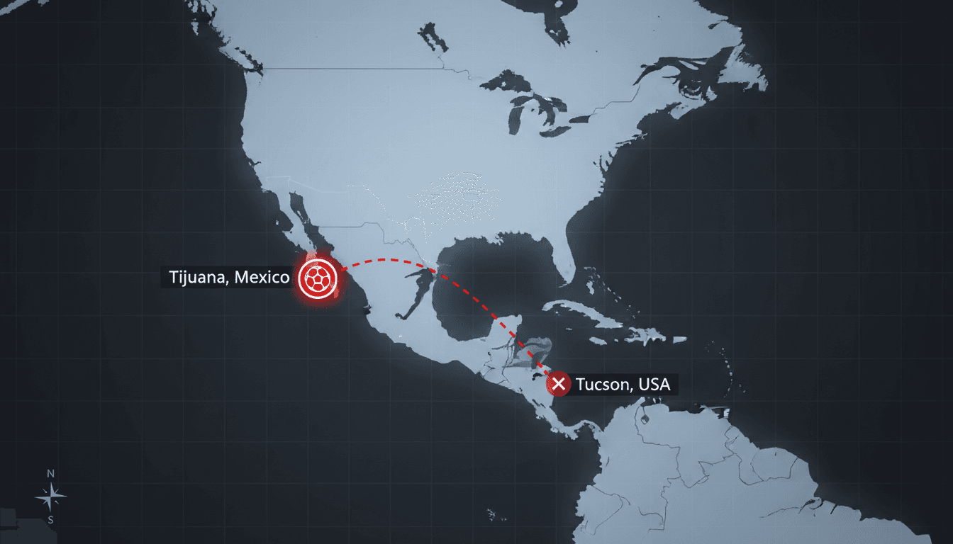 Map highlighting Iran's new training location in Mexico for the World Cup 2026.