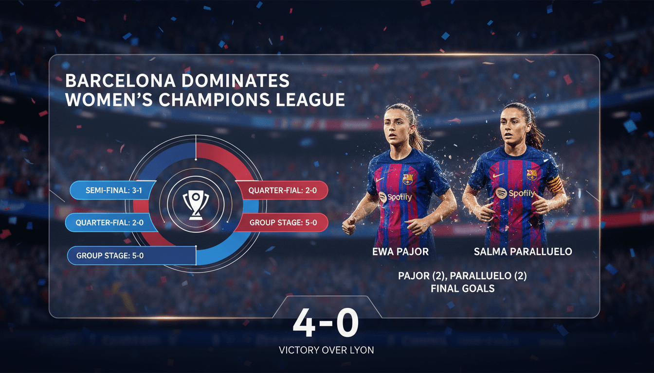 Barcelona women's team celebrating their victory in the Champions League final
