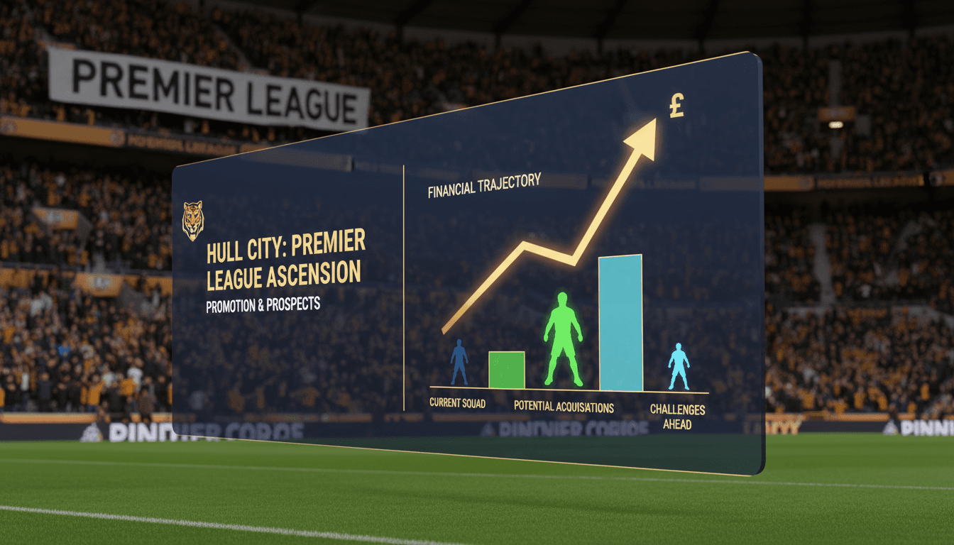Hull City players celebrating their promotion to the Premier League after the playoff final victory.