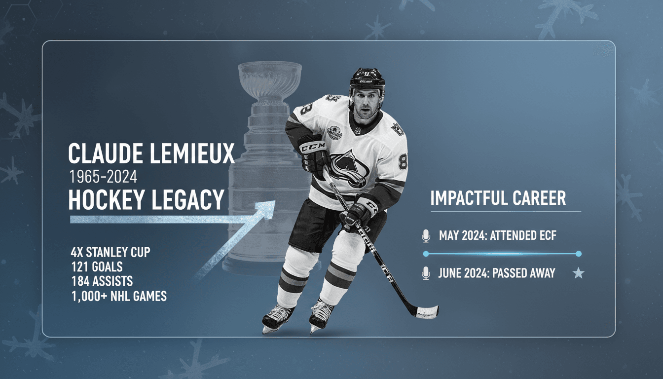 Claude Lemieux skating during an NHL game, showcasing his dynamic playing style.