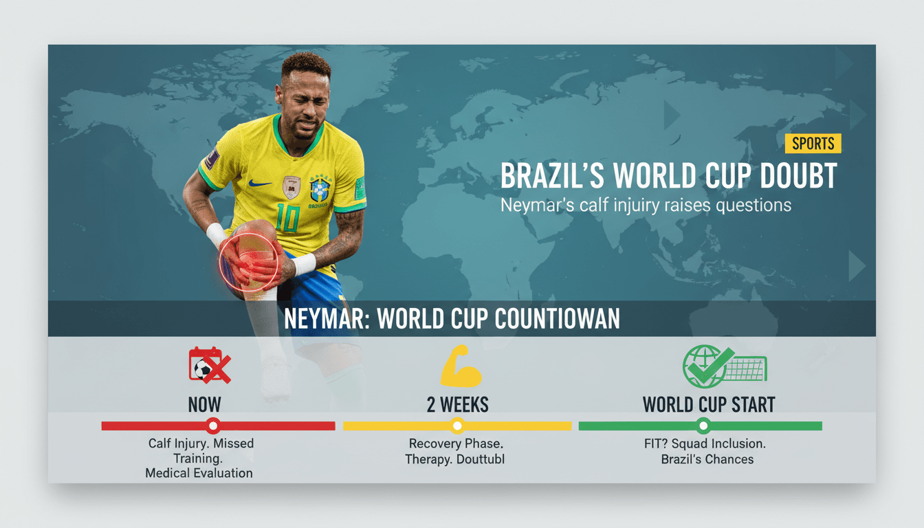 Neymar during training, highlighting his calf injury ahead of the World Cup.