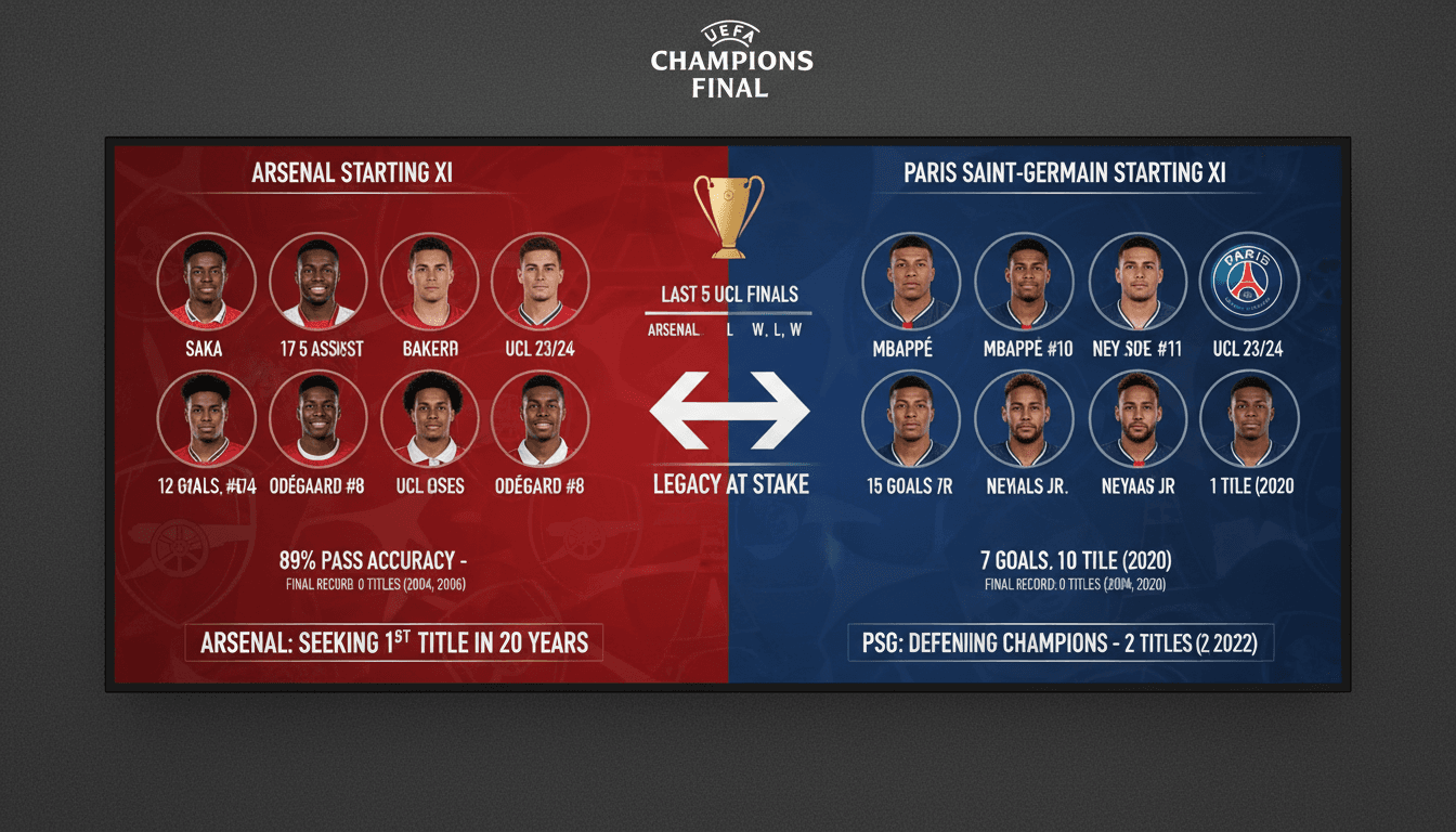 Arsenal and PSG players warming up before the Champions League final
