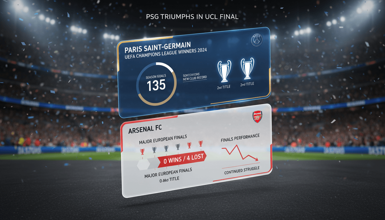 Paris Saint-Germain celebrating their UEFA Champions League victory over Arsenal.