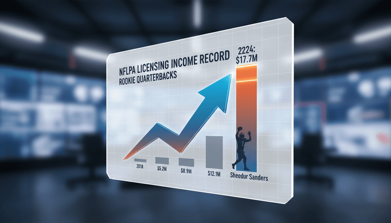 Shedeur Sanders celebrating his record-breaking NFLPA licensing income achievement.